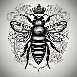 bee and crown tattoo  vector tattoo design