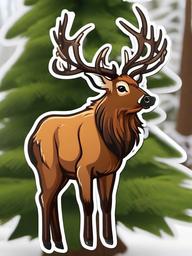 Elk cartoon - antlered grazer of the forest  cartoon sticker style