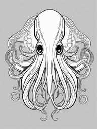 Squid Coloring Pages - Deep Sea Dwelling Tentacled Creature  black outline printable sheet, coloring page