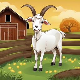 Goat clipart - goat with a farm background  clipart