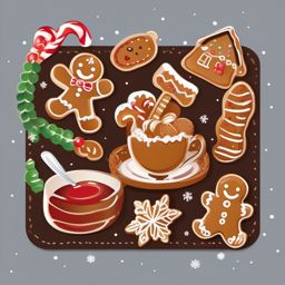 Clipart Gingerbread,Designing a cozy winter recipe book with clipart gingerbread  simple, 2d flat