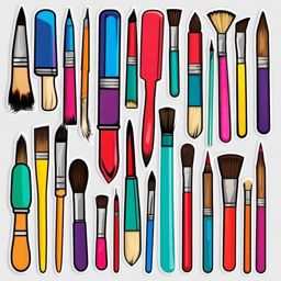 Paintbrush Sticker - Artist's paintbrush in vibrant colors, ,vector color sticker art,minimal