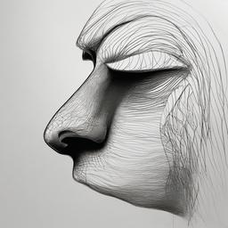 drawing of a curved nose  minimal rough sketch scribbles,doodles,black and white