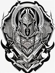 Ares Tattoo Design - A carefully crafted tattoo design inspired by Ares, the god of war.  simple color tattoo design,white background