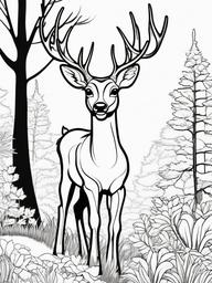 Deer Coloring Pages - Cartoon deer with big eyes and a friendly smile  simple coloring pages