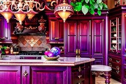 dragon's treasure kitchen designed with opulent gemstone countertops and dragon-inspired decor. 