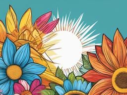 Crayon clipart - crayon drawing of a sun and flowers  