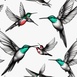 Humming Birds Tattoo - Multiple hummingbirds in tattoo design  minimalist tattoo design, white background