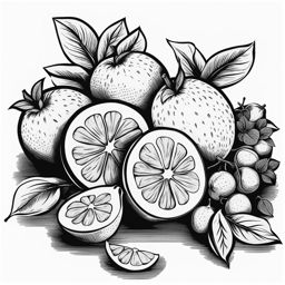 fruit clipart black and white 