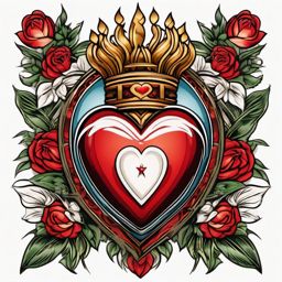 Sacred heart tattoo traditional, Traditional sacred heart tattoo, a timeless emblem of faith and love. , tattoo color art, clean white background