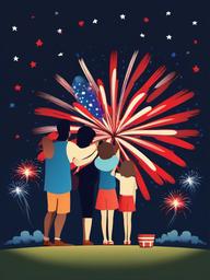 4th of July clipart - family watching fireworks together  