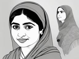 drawing of malala  minimal rough scribbles,doodles,black and white