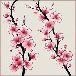 cherry blossom vine tattoos  simple vector color tattoo