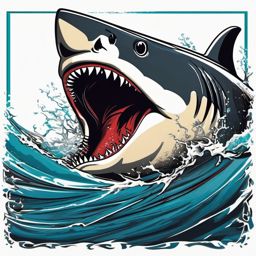 Shark Bite - A dramatic depiction capturing the intensity of a shark bite.  color vector clipart