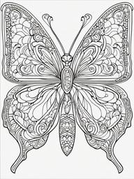 Butterfly Pattern Coloring Pages - Intricate Designs for Creative Coloring  minimal black outline printable sheet, coloring page