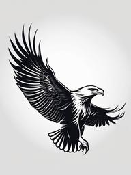 Eagle In Flight Tattoo - Eagle mid-flight  minimal tattoo design, white background