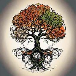 twisted tree tattoo  simple vector color tattoo