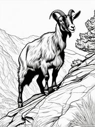 Goat Coloring Pages - Surefooted Mountain Climber Mammal  black outline printable coloring page