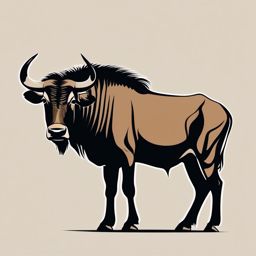 Wildebeest clipart - Large herbivore known for migration, ,vector color clipart,minimal