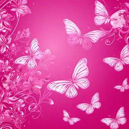 Butterfly Background Wallpaper - pink background with flowers and butterflies  
