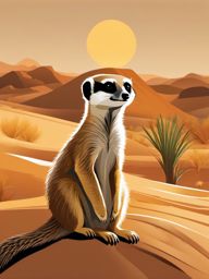 Meerkat clipart - Small, social mongoose in arid regions, ,color clipart vector style