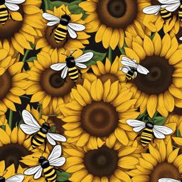 bee clipart,buzzing around sunflower fields in search of nectar 