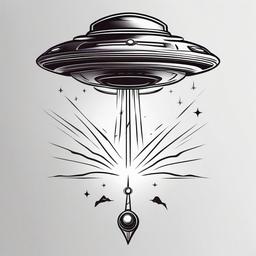 Simple UFO Tattoo - Add cosmic charm with a straightforward and simple UFO tattoo.  simple color tattoo,vector style,white background