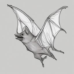 drawing of a South American bat  minimal rough sketch scribbles,doodles,black and white