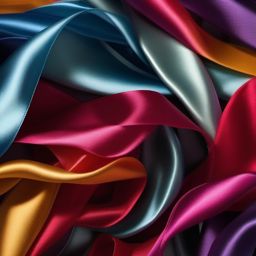 Silken ribbons in various colors top view, product photoshoot realistic background, hyper detail, high resolution