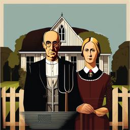 american gothic tattoo  simple vector color tattoo