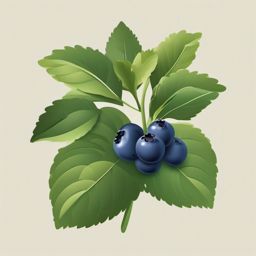 Blueberry Plant Clipart - A blueberry plant with clusters of blueberries.  color vector clipart, minimal style