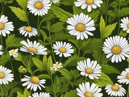 Feverfew Sticker - Explore the medicinal qualities of feverfew leaves, often used in herbal remedies, , sticker vector art, minimalist design