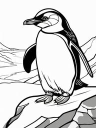 Penguin Coloring Pages - Penguin sliding down an icy slope  simple coloring pages