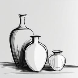 sketch of vase  minimal rough sketch scribbles,doodles,black and white