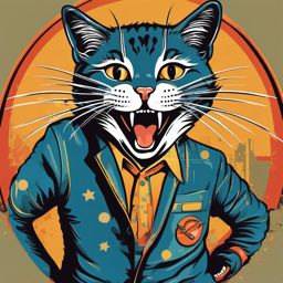 Laughing Feline Artwork - Cat full of humor and joy in a comical setting. , t shirt vector art