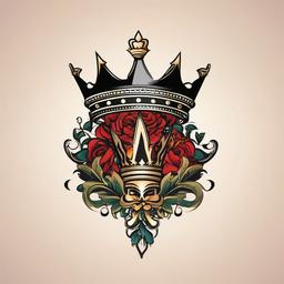 Relationship King Queen Tattoo - Symbolize your unique bond with regal love.  minimalist color tattoo, vector