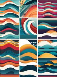 Wave clipart - abstract wave designs in different shades  