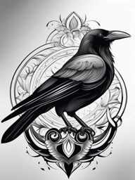 raven tattoo black and white design 