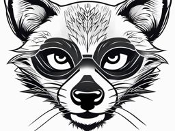 Raccoon Tattoo - Clever raccoon with its mask-like face, embodying adaptability  few color tattoo design, simple line art, design clean white background
