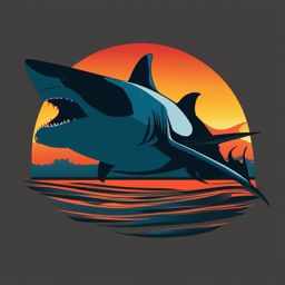 Silhouette Shark - An artistic silhouette capturing the sleek profile of a shark.  color vector clipart