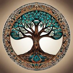 mandala tree of life tattoo  simple vector color tattoo