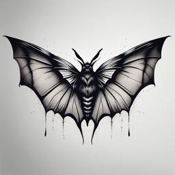 butterfly bat tattoo  simple color tattoo, minimal, white background