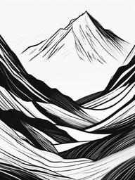 simple drawing of mountain  minimal rough sketch scribbles,doodles,black and white