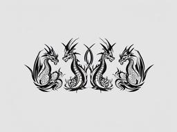 3 Little Dragons Tattoo - Tattoo featuring three small and adorable dragon designs.  simple color tattoo,minimalist,white background