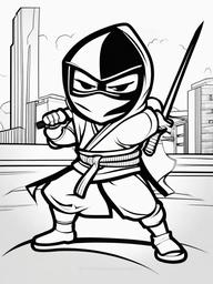 Kawaii Ninja Coloring Pages - Cute Ninjas in Funny Poses  minimal black outline printable sheet, coloring page