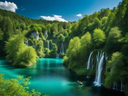 plitvice lakes national park, croatia - takes a boat ride across pristine turquoise lakes. 