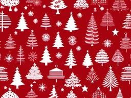 Red Xmas Wallpaper-Rich red background with Christmas tree icons in soft white  background wallpaper