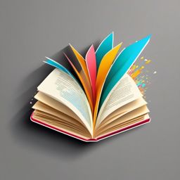 Book Sticker - Open book with pages fluttering, ,vector color sticker art,minimal