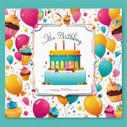 Birthday Invitation clipart - Vibrant birthday party invitation, ,vector color clipart,minimal