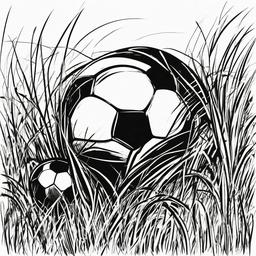 Football clipart - on a grassy field  minimal rough sketch scribbles,doodles,black and white